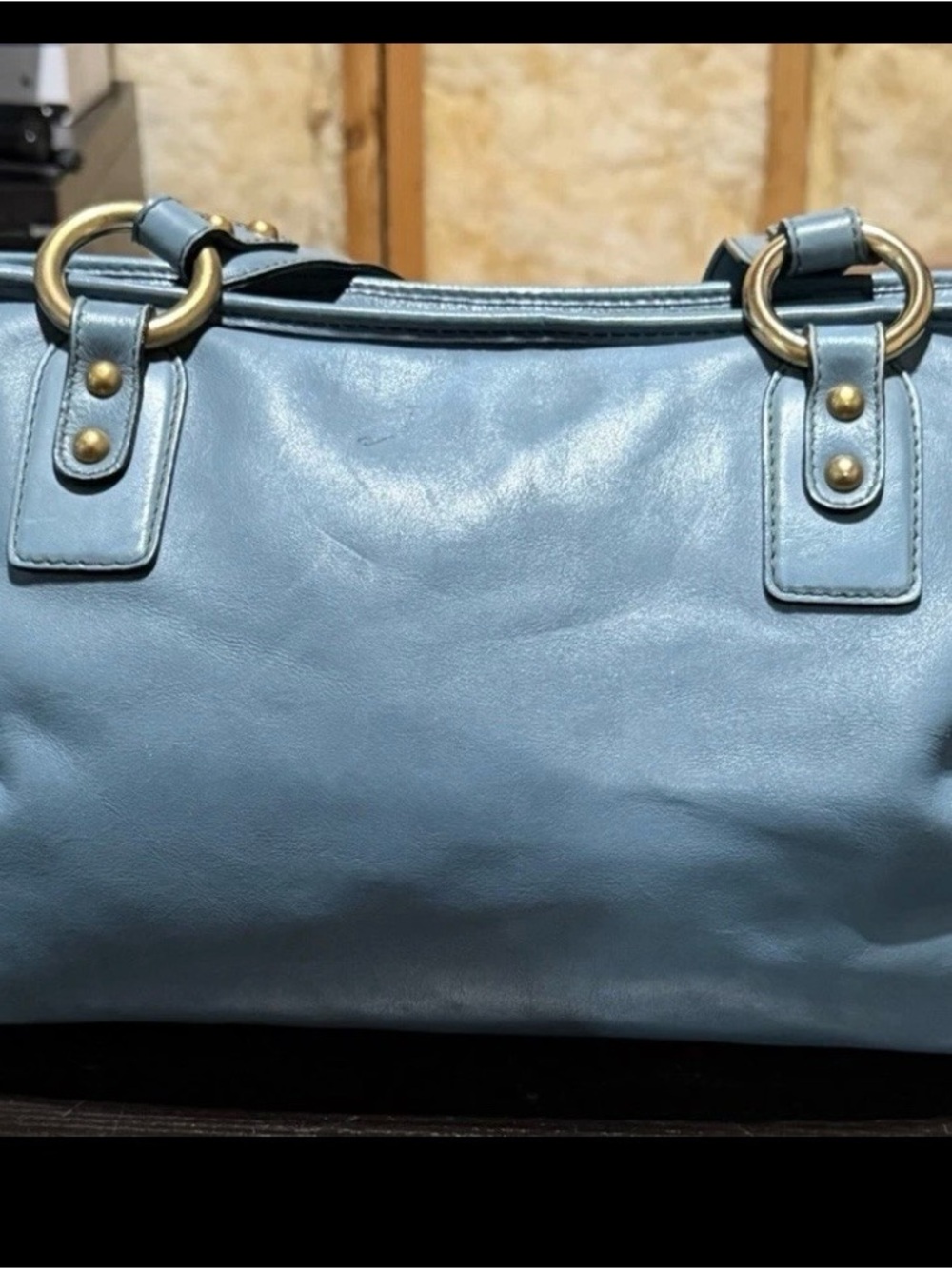 Marc Jacobs Light Blue Leather Shoulder Bag with Front Pockets. - Picture 2 of 10
